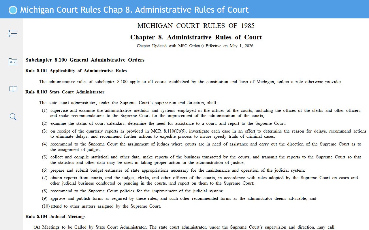 Charlevoix County court records access rules under MCR 8.119
