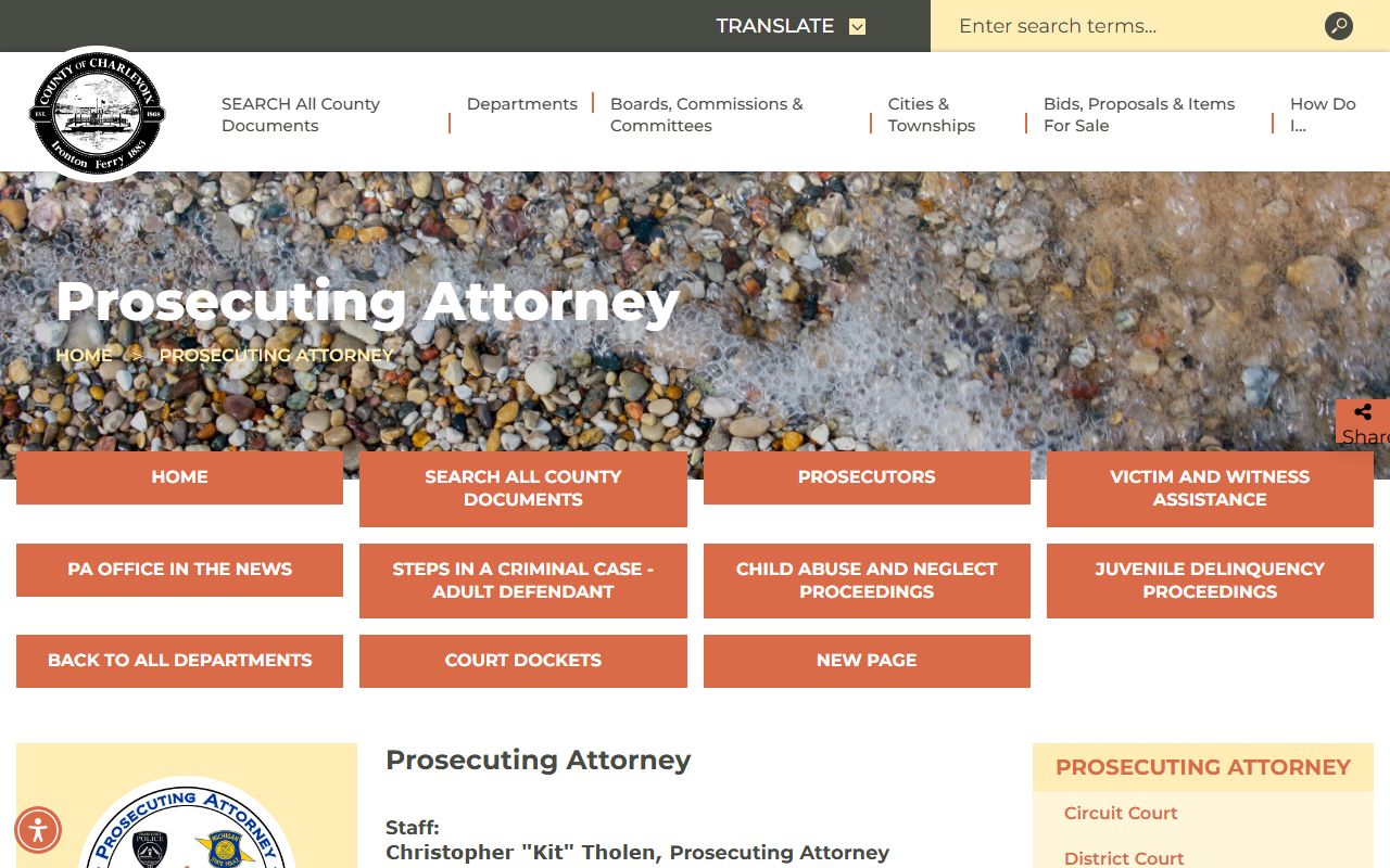 Charlevoix County criminal court records prosecutor office