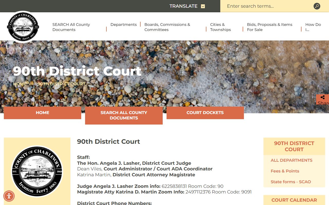 Charlevoix County district court records at the 90th District Court