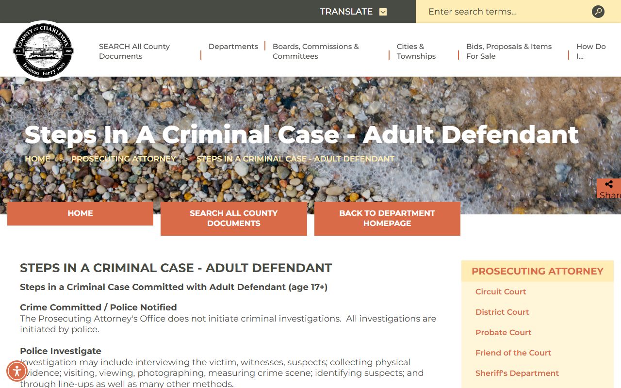 Charlevoix County criminal court records case flow through the circuit court