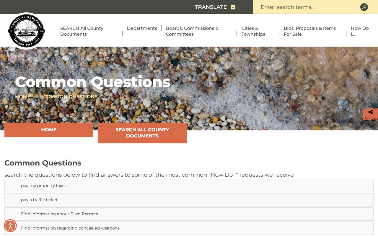 Charlevoix County court records common questions and fee payment page