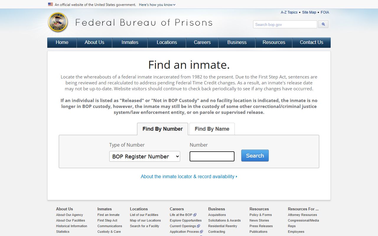 Charlevoix County court records federal BOP inmate locator search