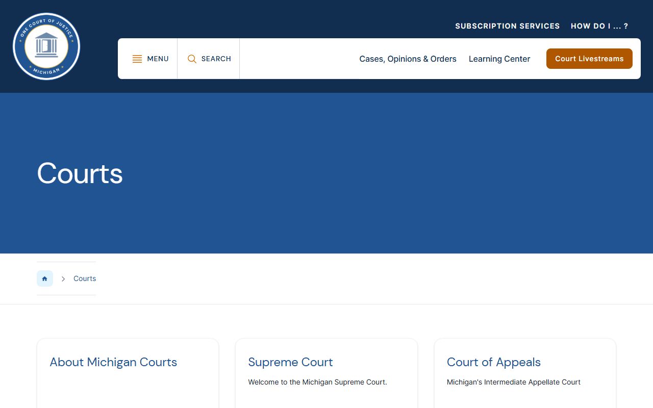 Charlevoix County court records Michigan courts public access page