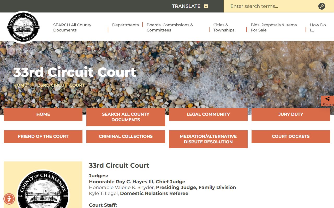 Charlevoix County divorce records held by the 33rd Circuit Court