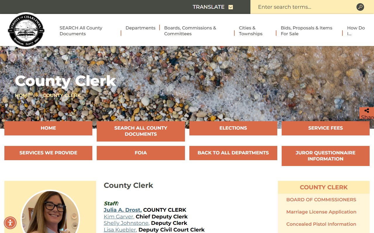 Charlevoix County marriage and divorce records at the County Clerk office