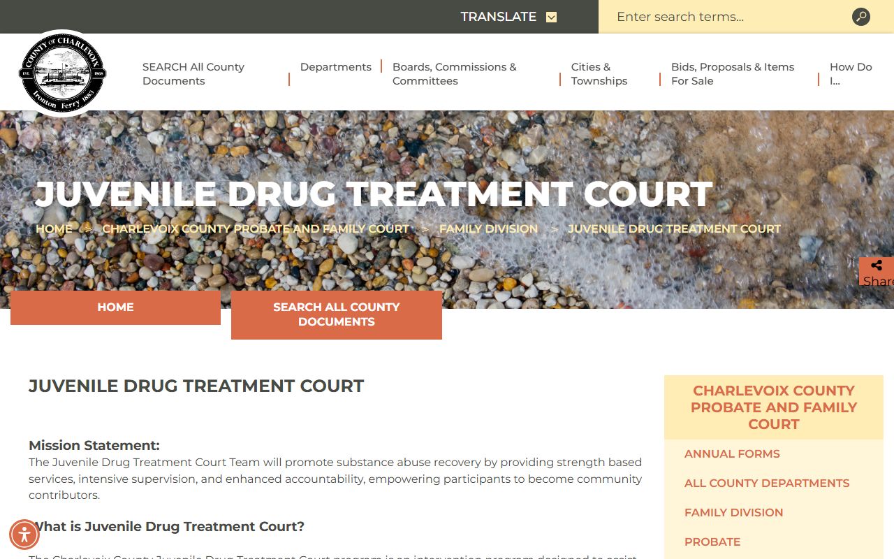 Charlevoix County probate juvenile drug treatment court records