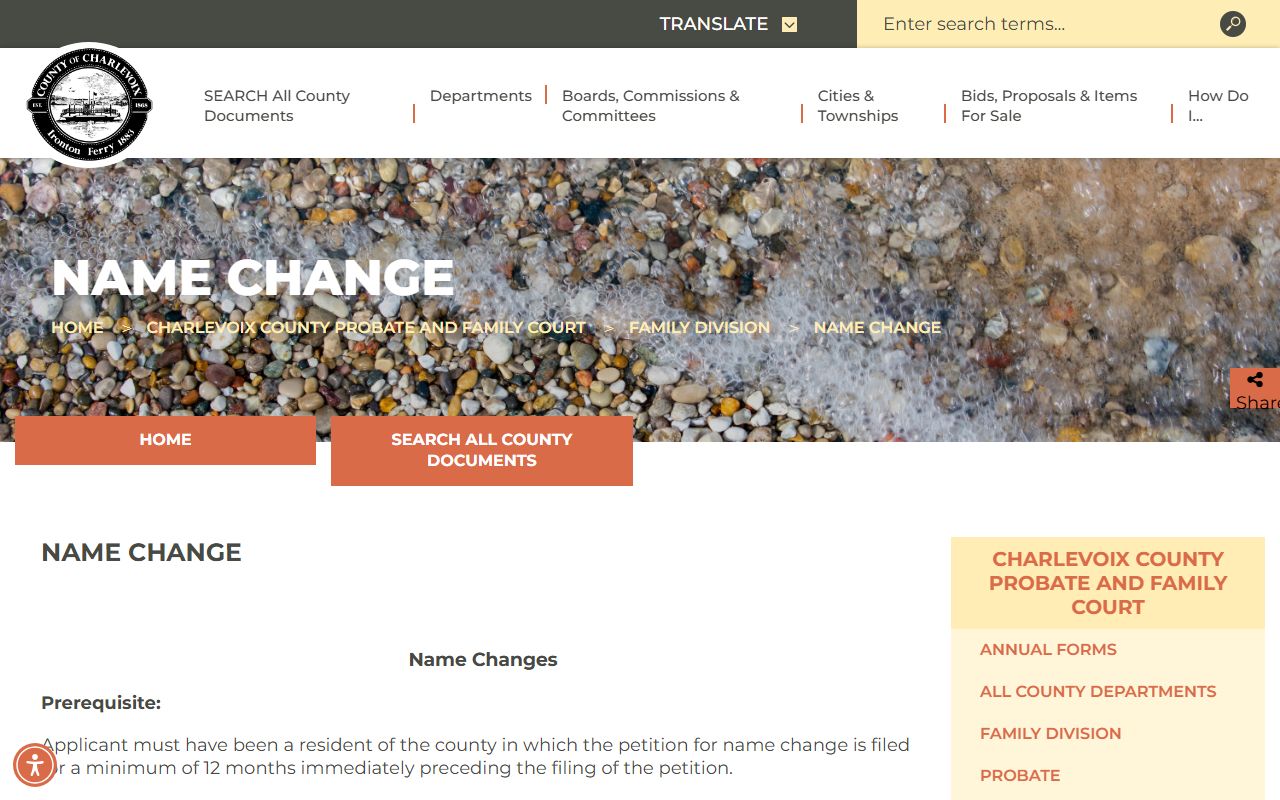 Charlevoix County probate name change records