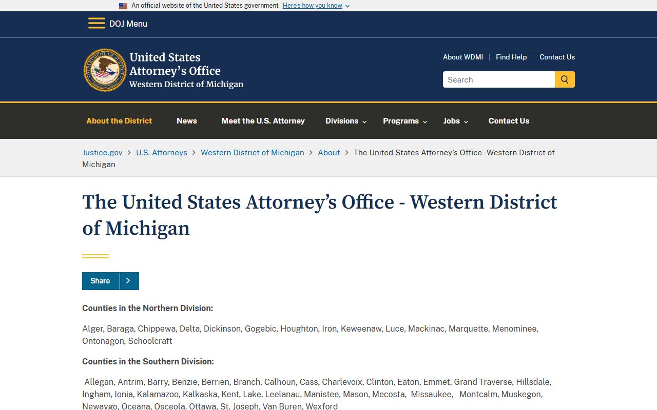Charlevoix County warrant review and the federal prosecutor district