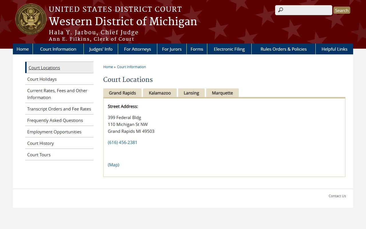 Charlevoix County warrant resolution and federal courthouse locations