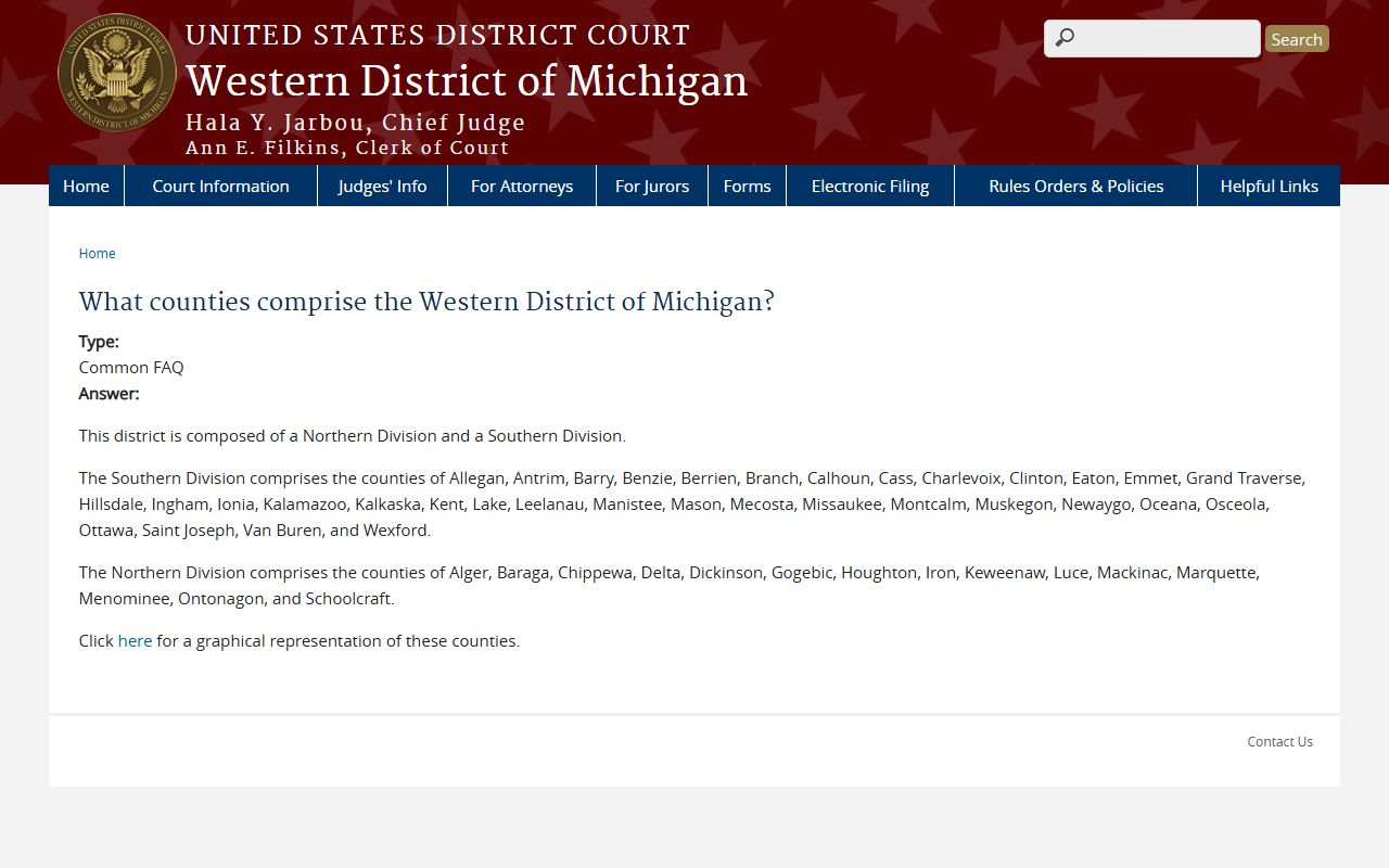 Charlevoix County warrant coverage in the Western District Southern Division